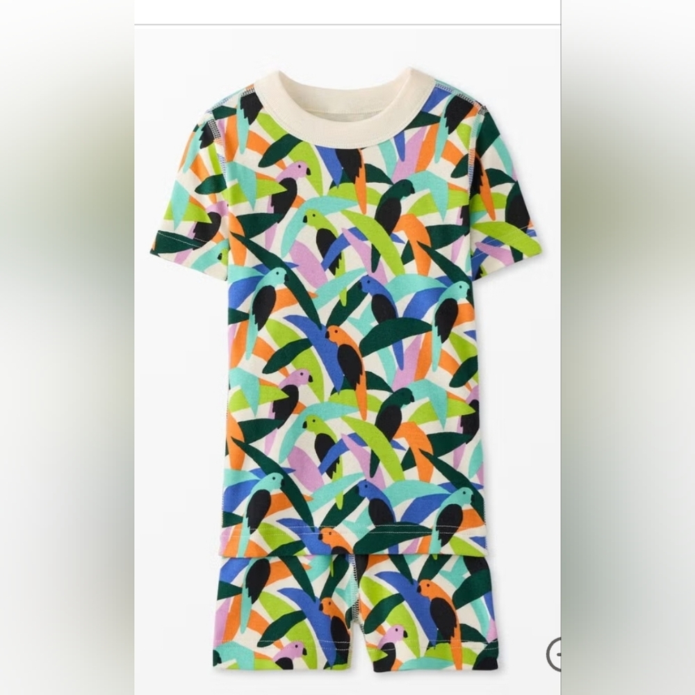 Colorful Bird Print Pajama Set Hanna Andersoon Short John NWT 3T